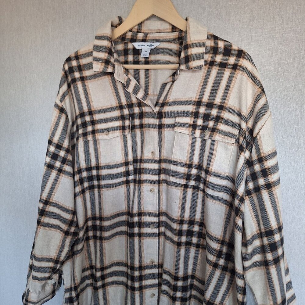 💙 Old Navy Soft Plaid Cotton Flannel Button Down Size 2X Western Fall Country C - Picture 6 of 7